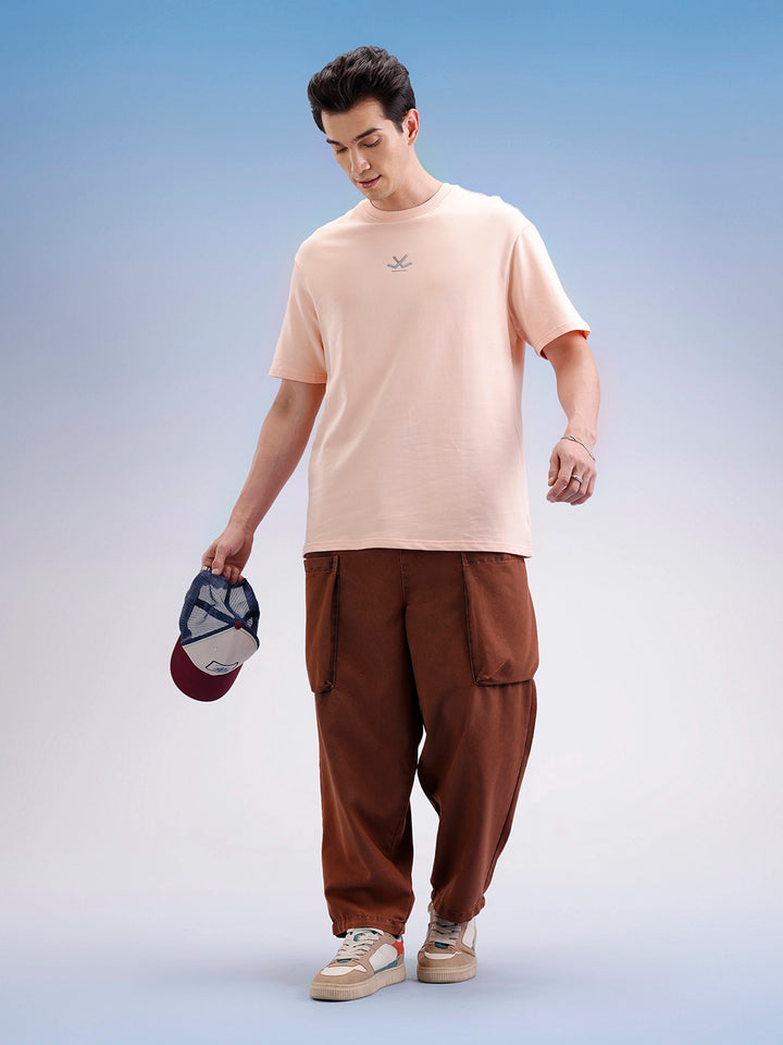 Oversized Back Printed T-Shirt  | Peach