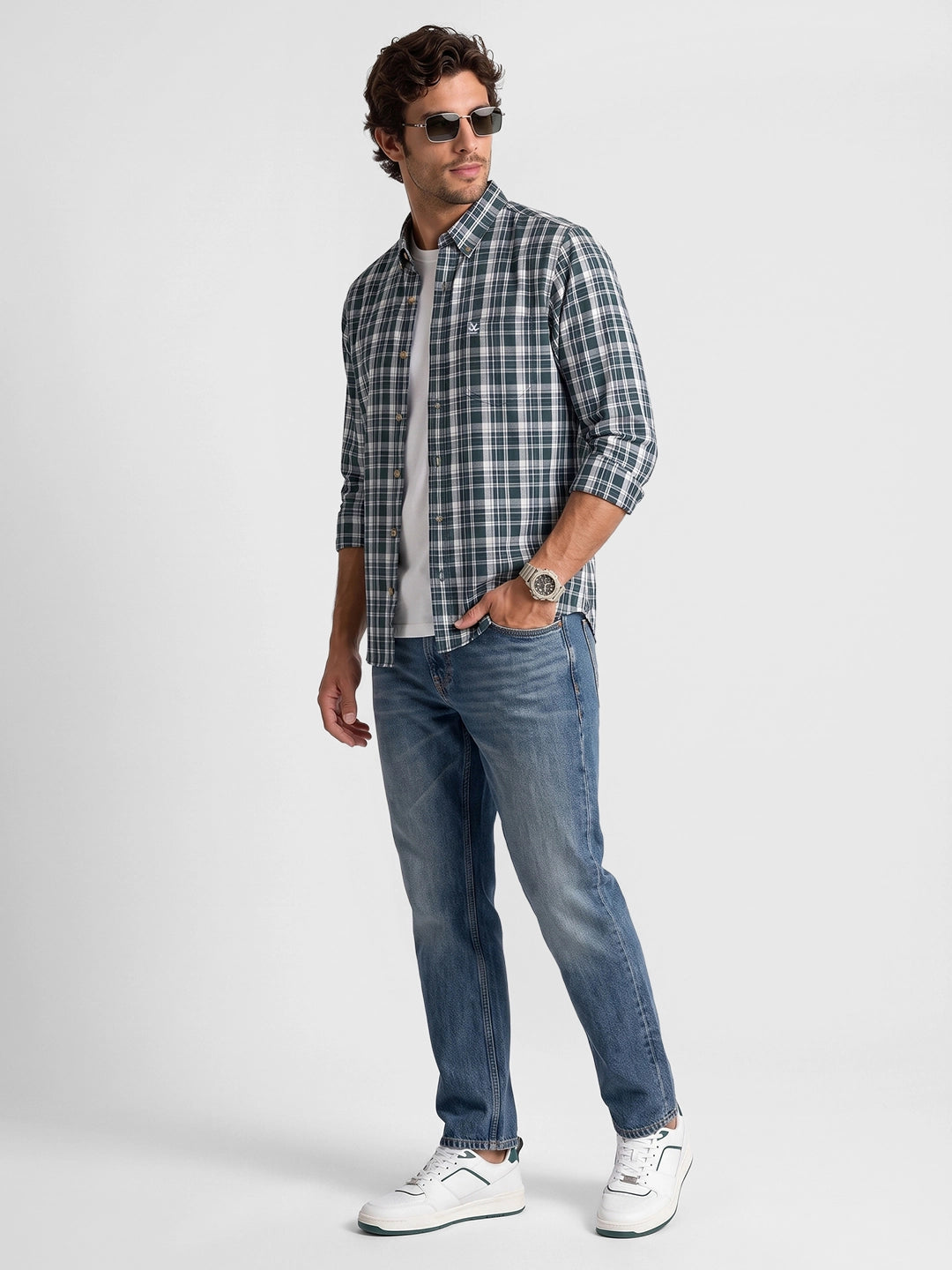 Classic Regular Fit Checkered Shirt | Green | WUSH2687F