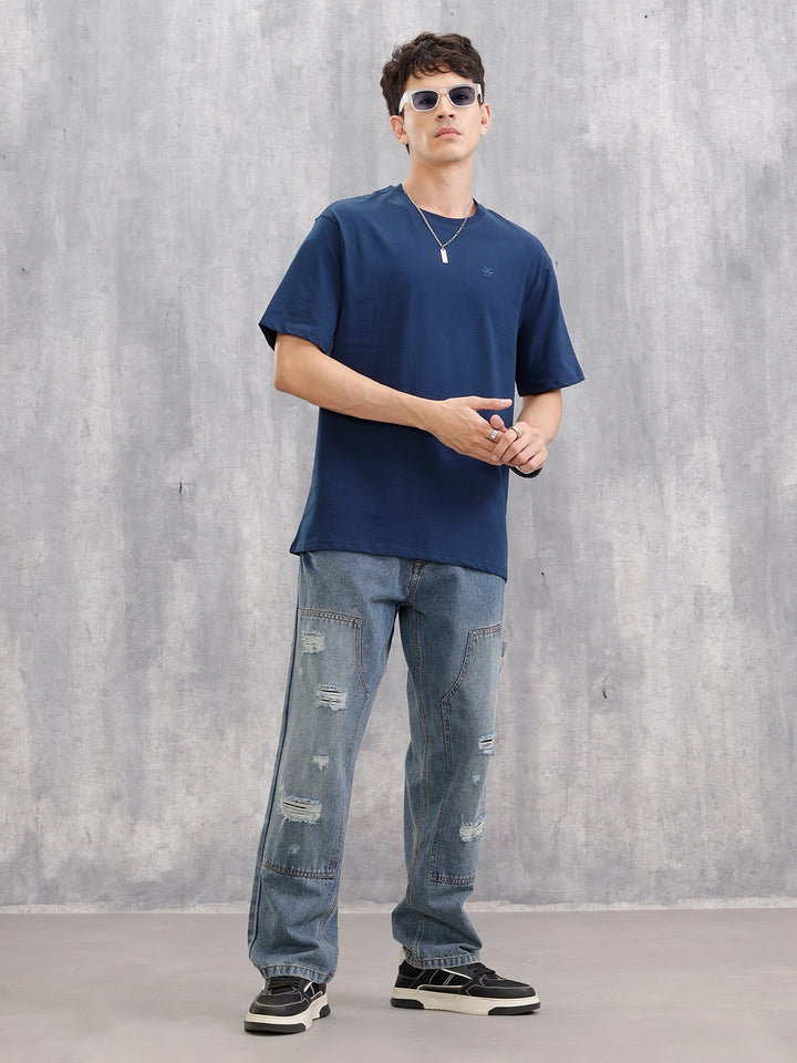 Solid Oversized T-Shirt | Blue