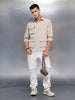 Men's Casual Comfort Fit Utility Pockets Shirt | Beige