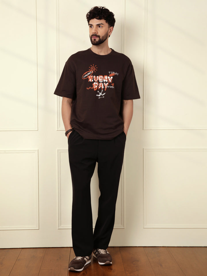 Puff Print Oversized T-Shirt | Brown