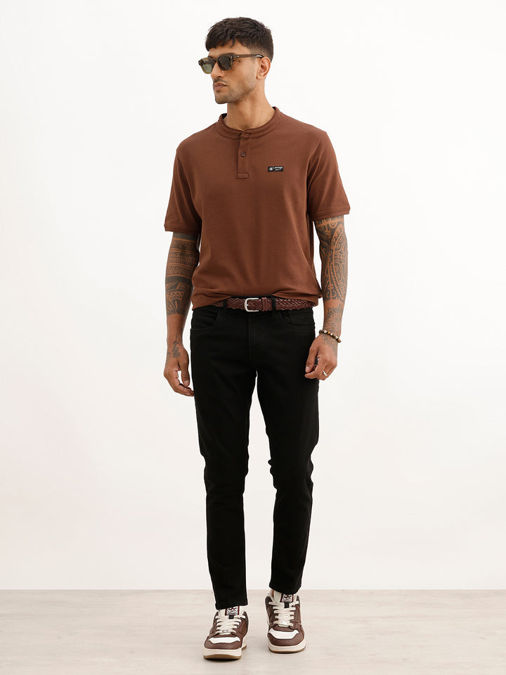 Solid Slim Crop Fit Denim Jeans | Black