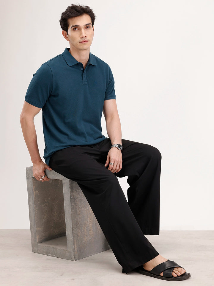 Solid Slim Fit Polo T-Shirt | Teal
