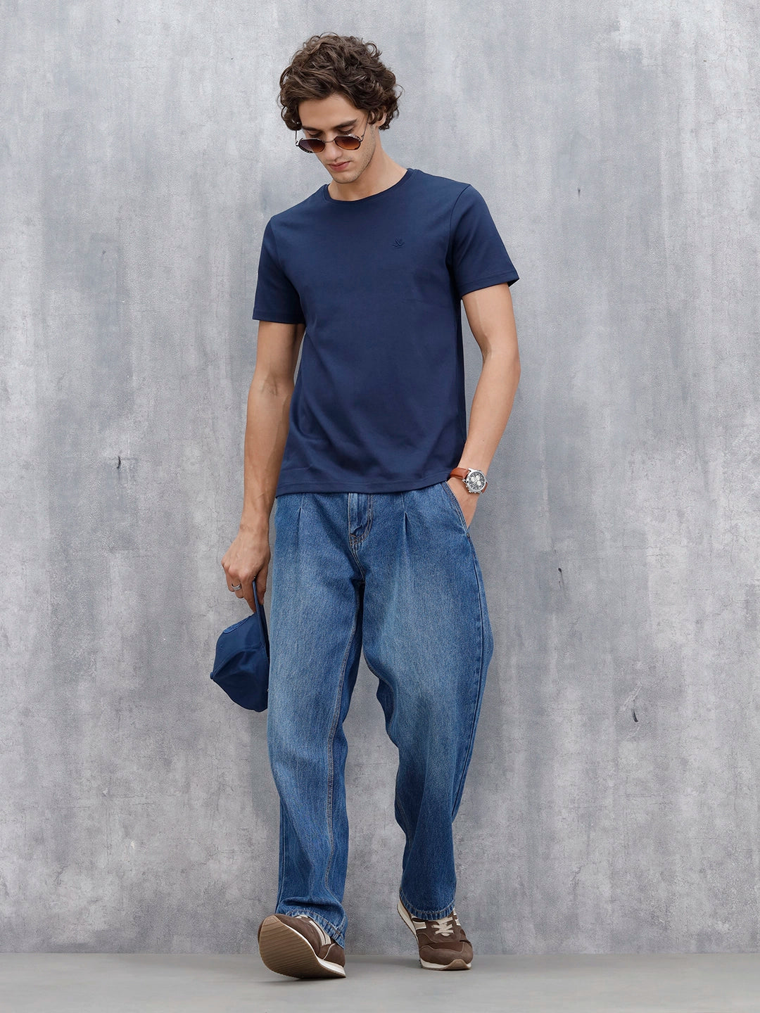 Men's Solid Casual Slim Fit T-Shirt  | Navy Blue