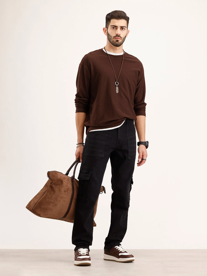 Relaxed Fit Cargo Denim Jeans | Black