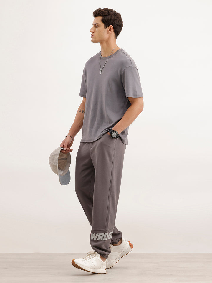 Cut&Sew Comfort Fit Jogger With Hd Print | Grey