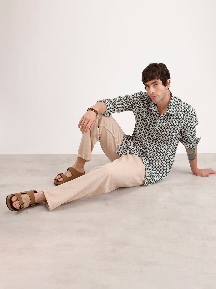 Slim Fit AOP Full Sleeve Shirt | Green