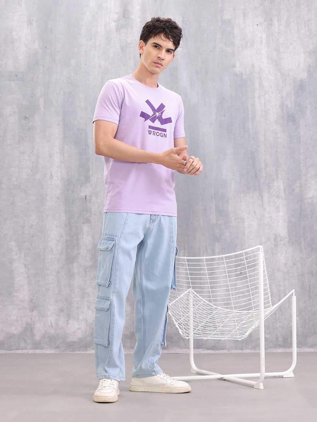 Placement Printed Logo T-Shirt | Purple
