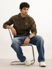 Classic Placement Printed Hooded Sweatshirt | Olive