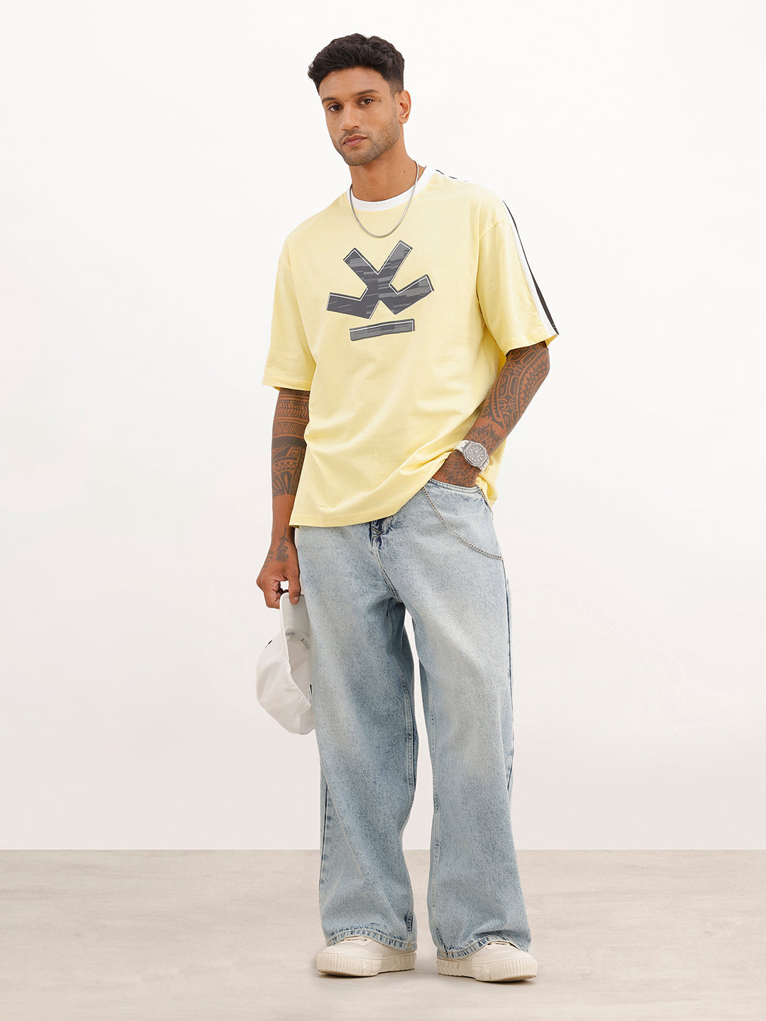 Oversized Placement Printed T-Shirt | Yellow