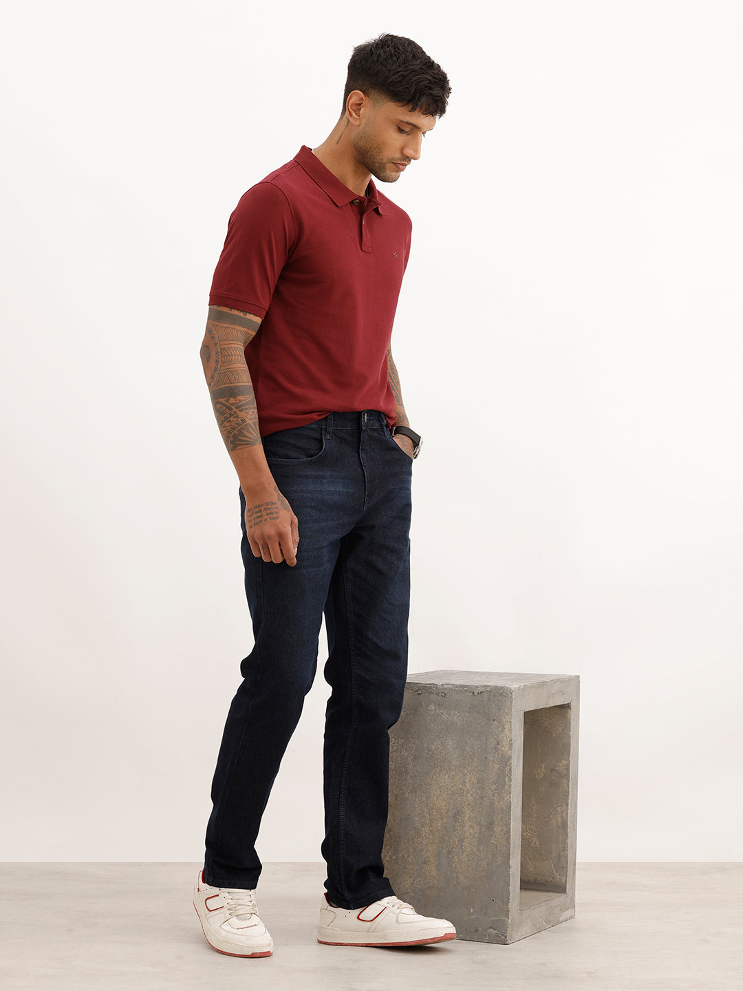 Faded Straight Fit Denim Jeans | Black