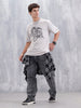 Casual Men Oversized Fit Tee With Cord Detailing | Grey