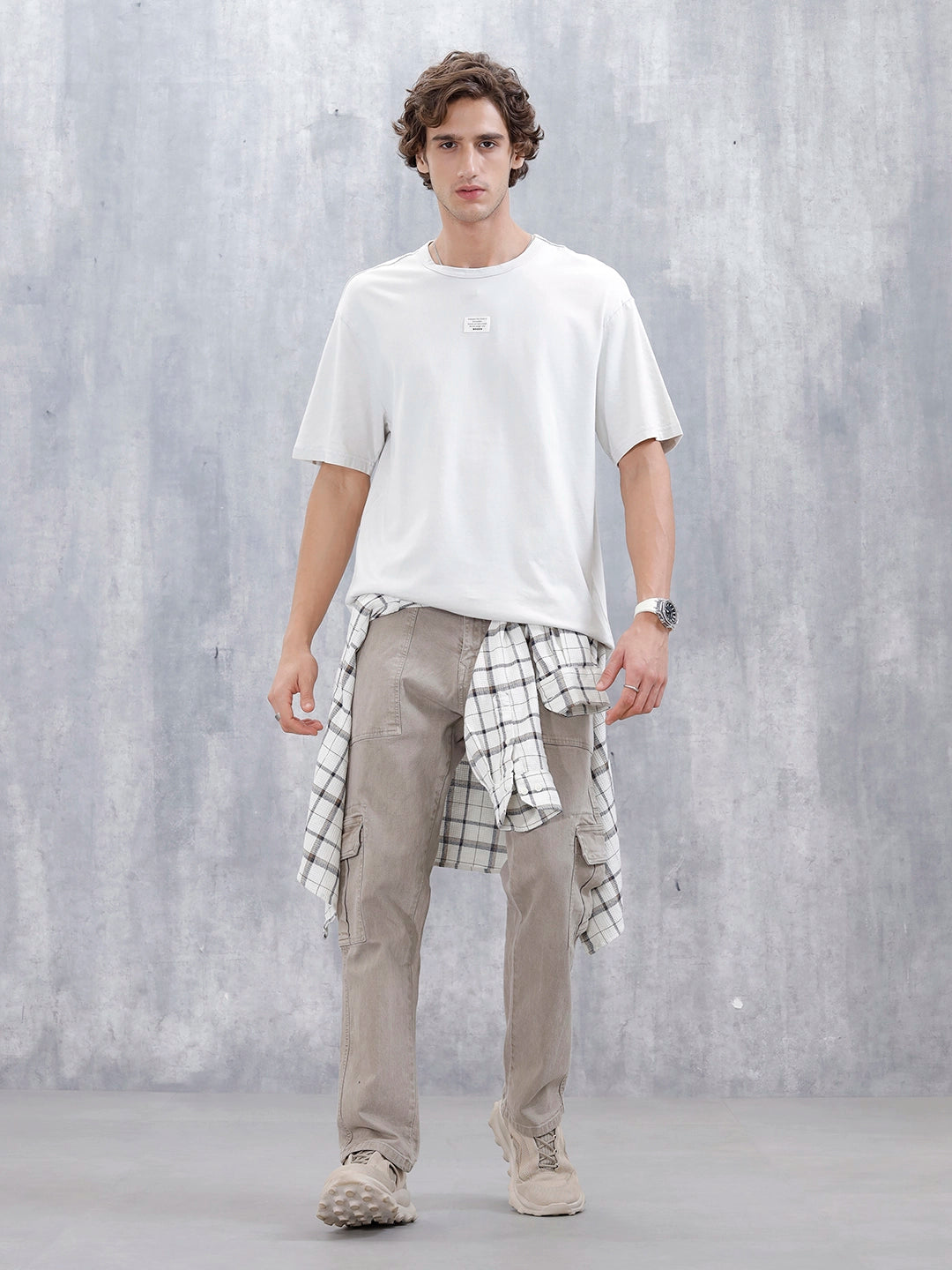 Wrogn Men's Oversized Printed Graphic T-Shirt | Grey