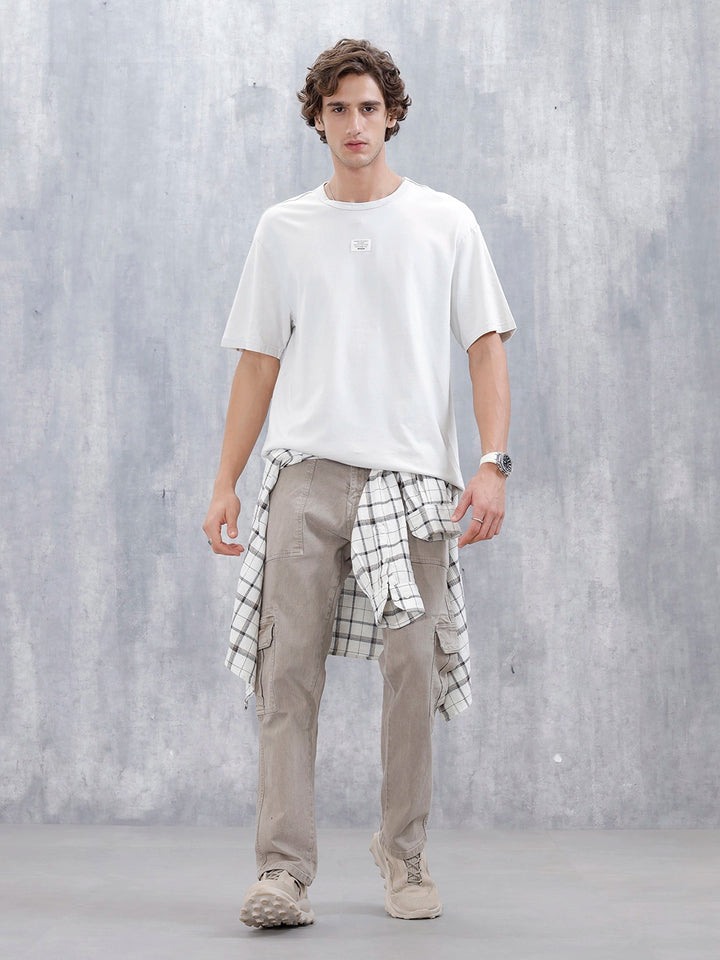 Wrogn Men's Oversized Printed Graphic T-Shirt | Grey