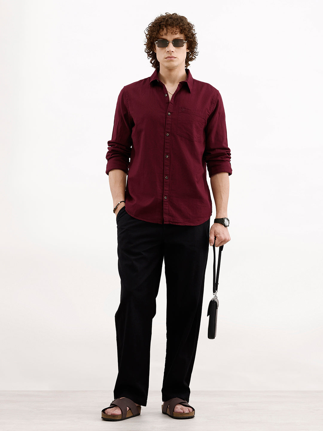 Solid Regular Fit Shirt | Wine