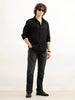 Solid Comfort Fit Textured Shirt | Black