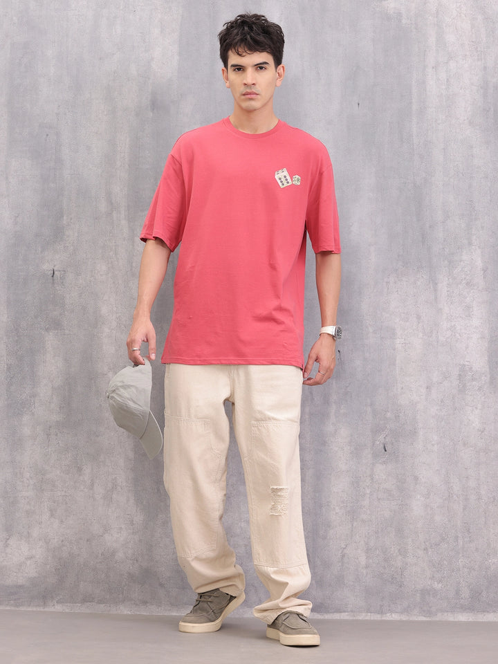 Game Inspired Graphic Printed Oversized Fit T-shirt | Red