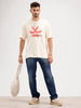 Oversized Fit Placemet Printed T-Shirt | Beige
