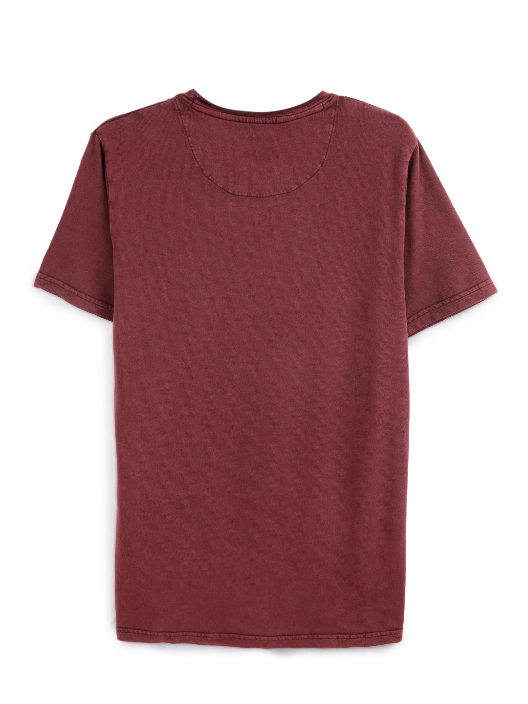 Raw Edged Maroon Slim Fit T-Shirt