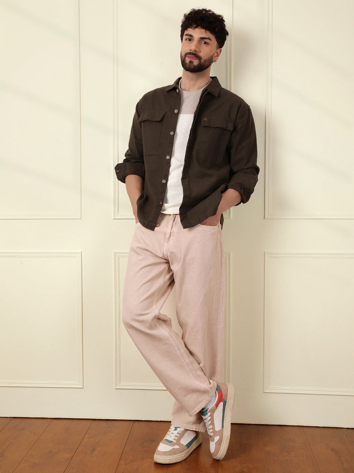 Solid Regular Fit Shacket | Olive