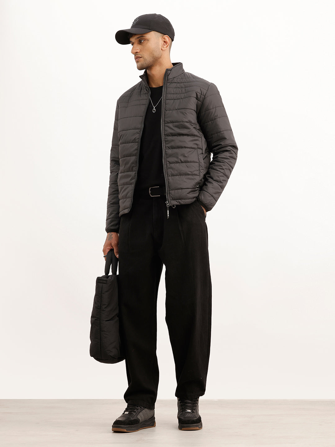 Solid Regular Fit Jacket | Black