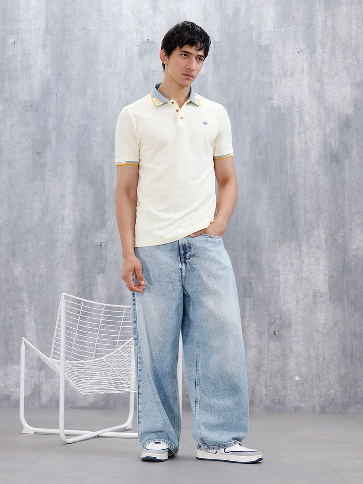 Polo T-Shirt With Contrast Collar | Yellow