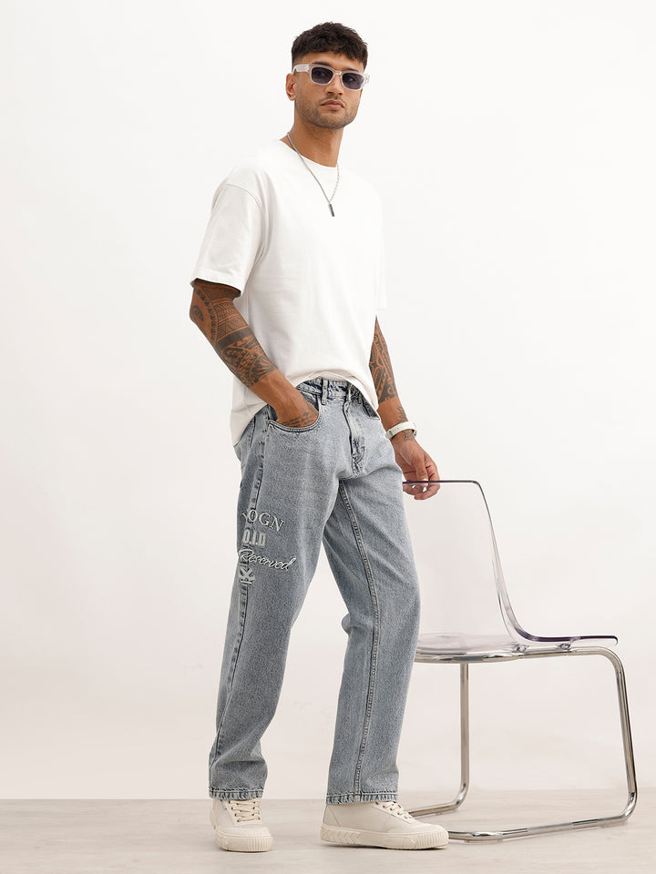 Men Casual Anti Fit Jeans With Tonal Embroidery | Super Stone