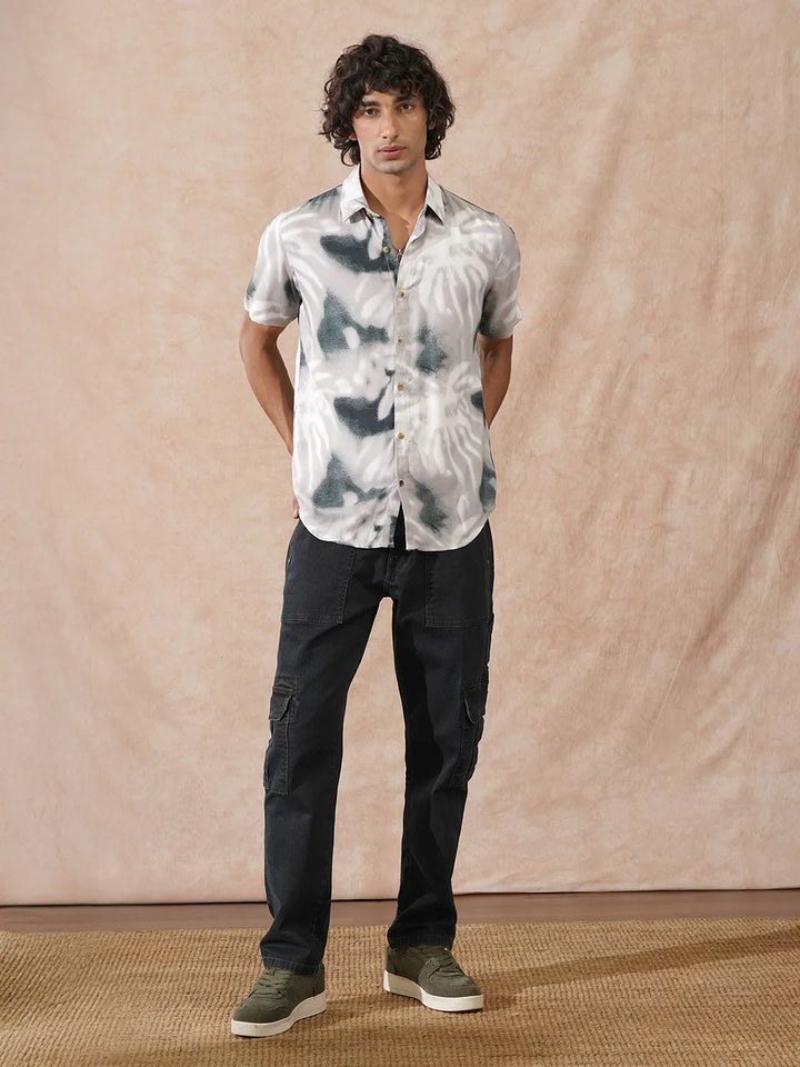 Fluid Viscose AOP Shirt | Grey