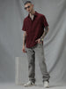 Maroon Dobby Short Sleeve Shirt