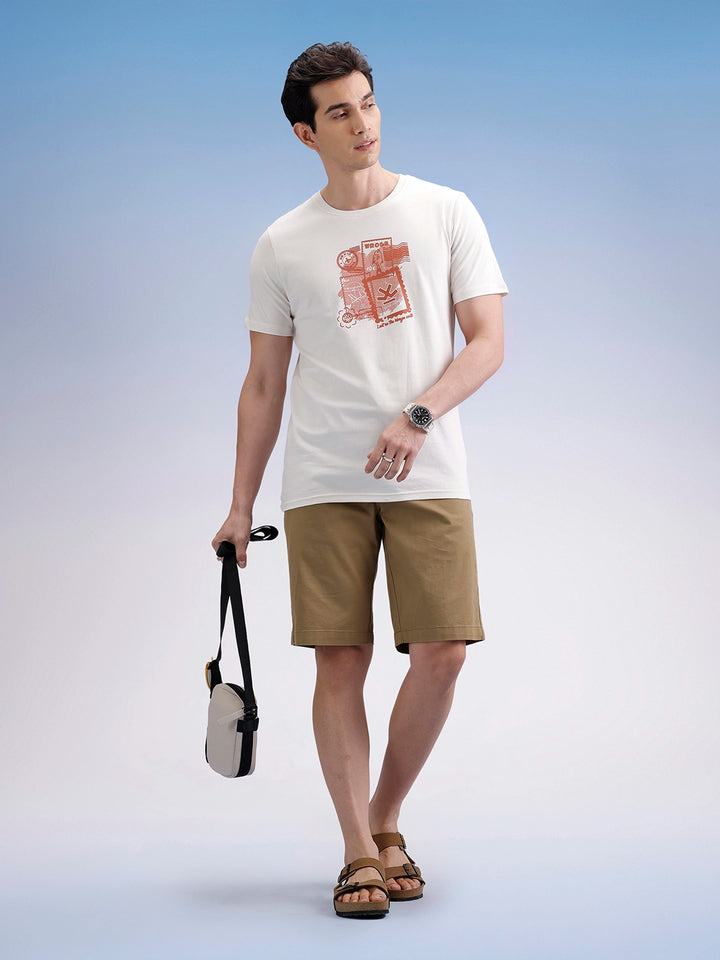 Slim Fit Classic Placement Printed T-Shirt  | Off White