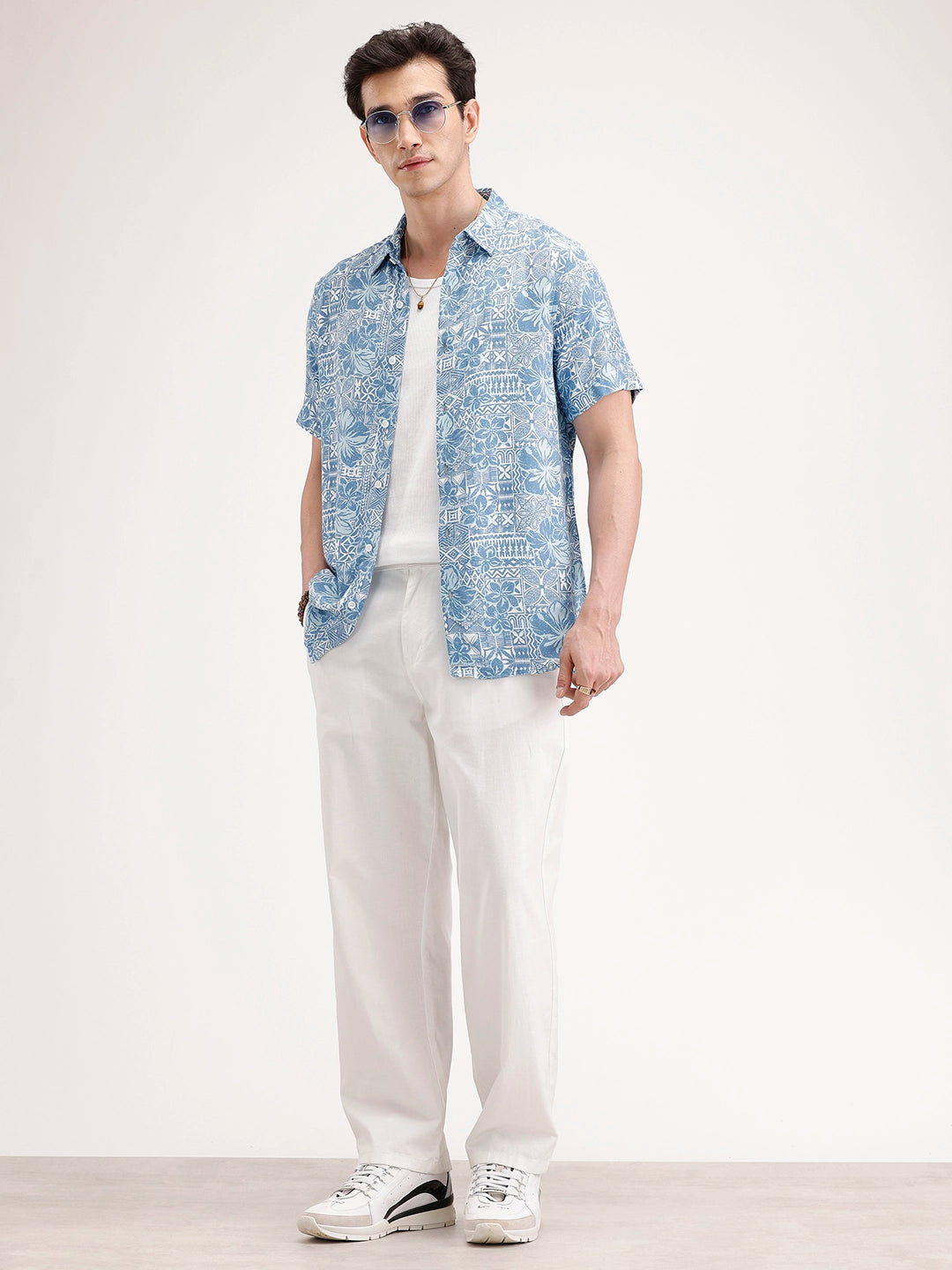 Slim Fit AOP Shirt | Blue
