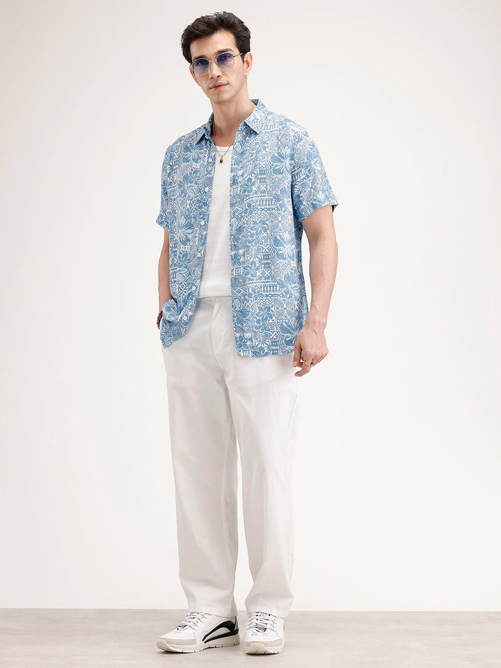 Slim Fit AOP Shirt | Blue