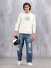 Paisley Inspired Puff Print Brushed Fleece Comfort Fit Sweatshirt | Yellow