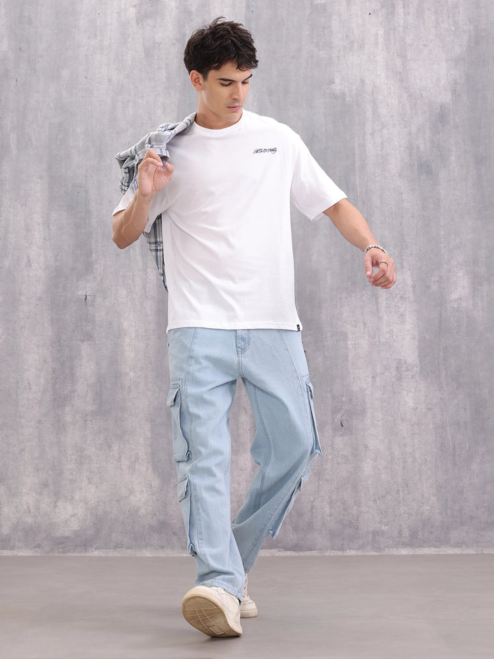 Playing Cards Inspired Graphic Printed Oversized Fit T-Shirt | White