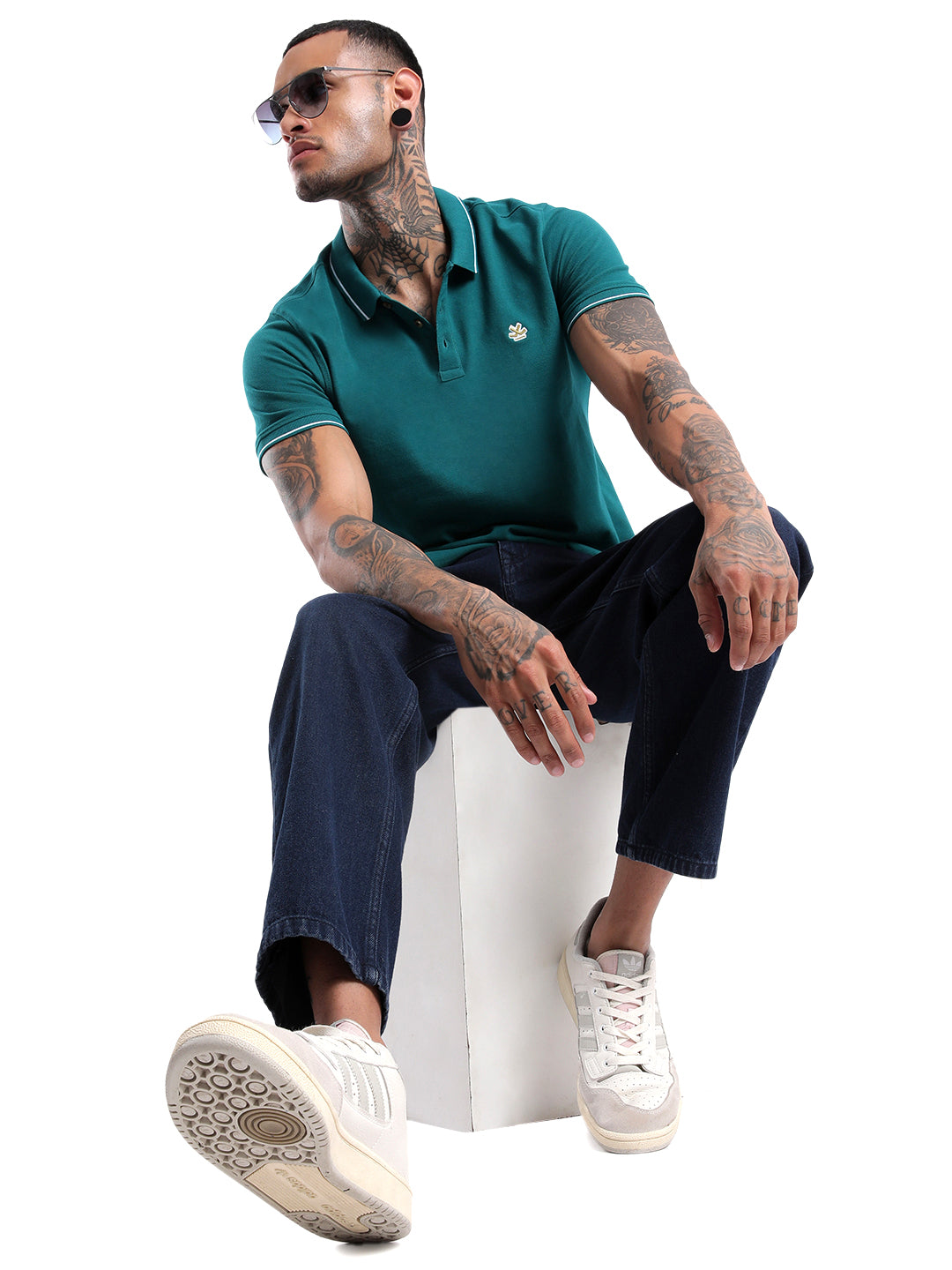 Classic Teal Tipping Polo T-Shirt