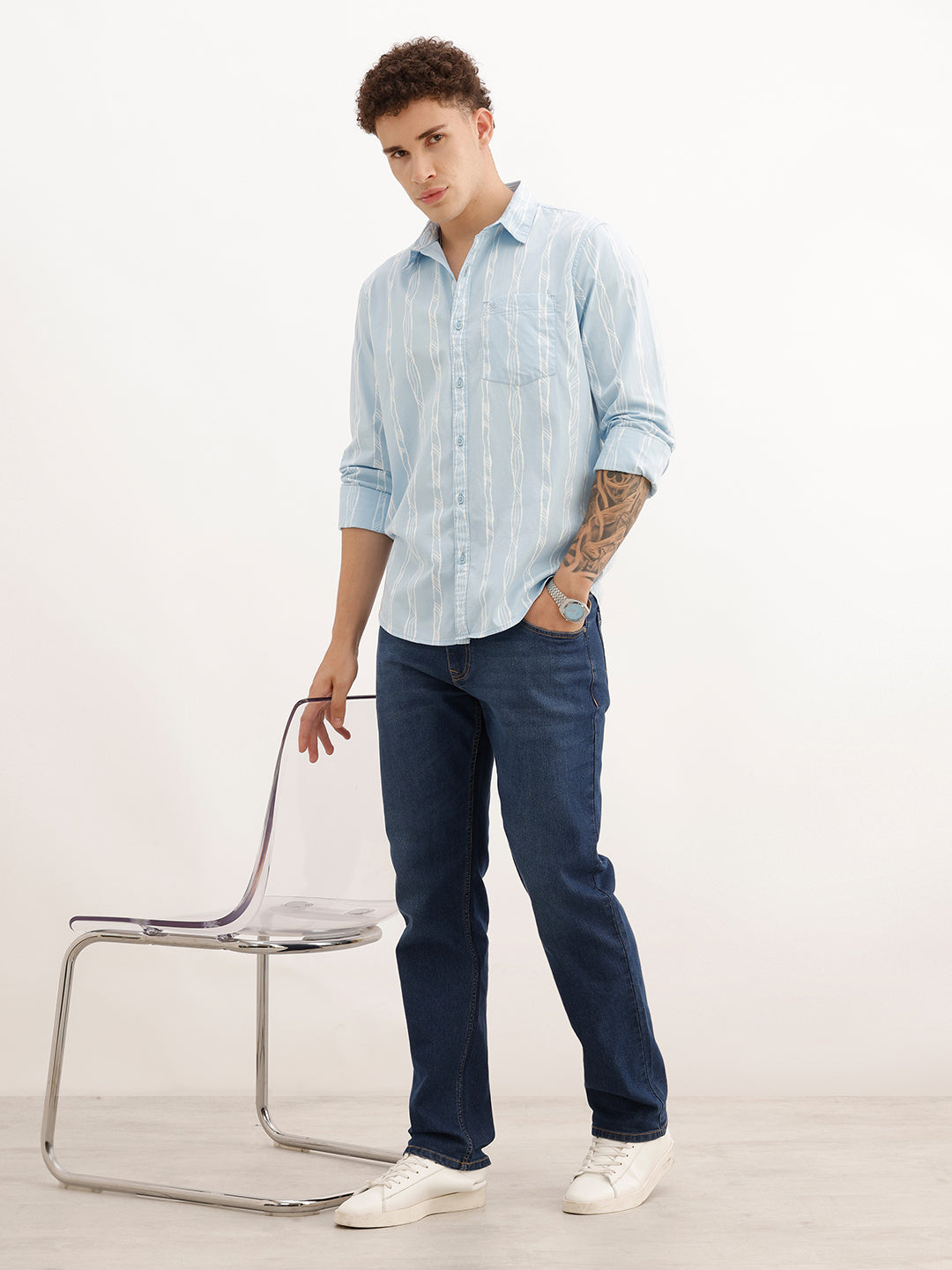 Classic Regular Fit AOP Shirt | Light Blue | WOSH0411M