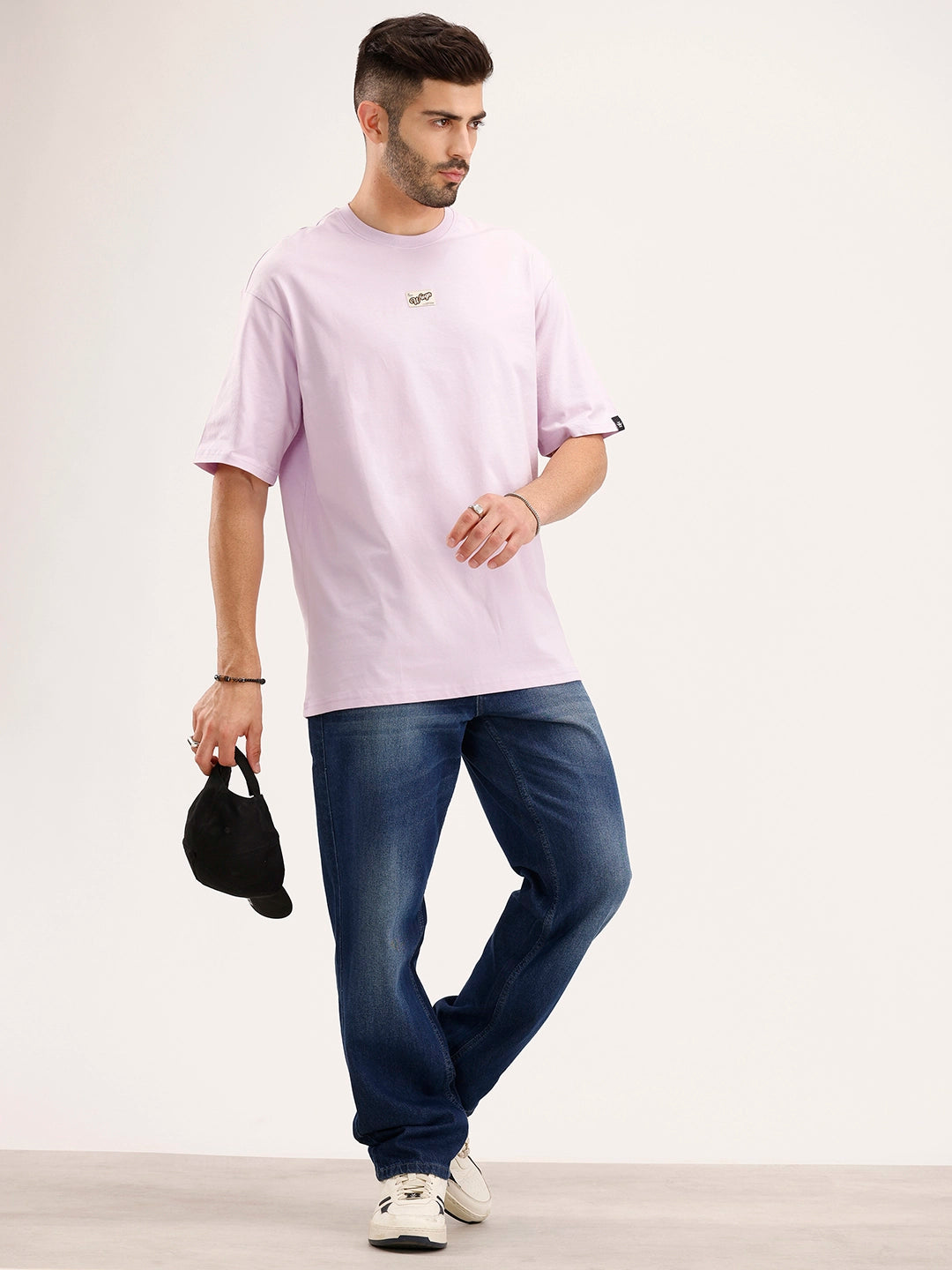 Oversized Fit Patch Detailed T-Shirt | Purple