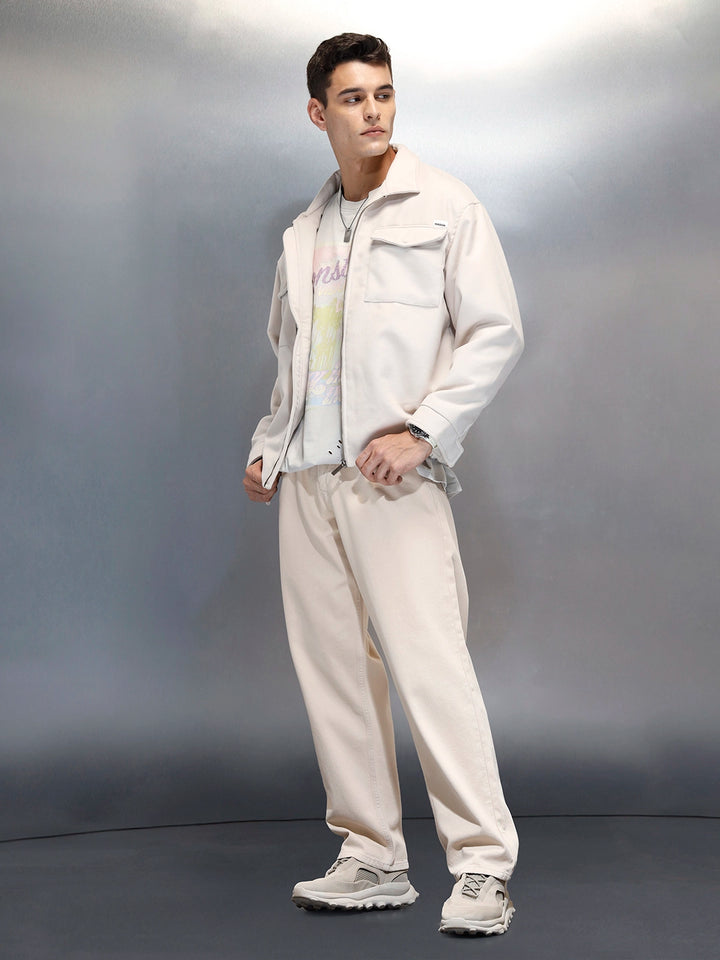 Men's Casual Loose Fit Jeans | Beige