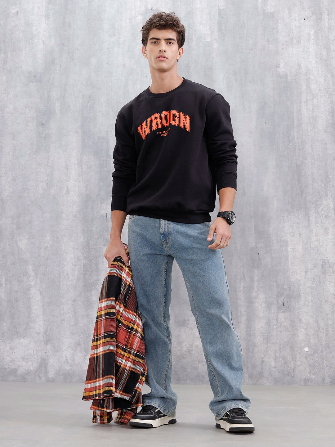 Wrogn Graphic Printed Comfort Fit Sweatshirt | Black