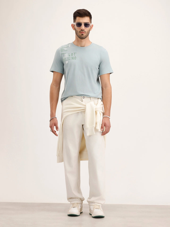 Slim Fit Placement Printed T-Shirt | Grey