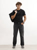 Straight Fit Faded Denim Jeans | Black