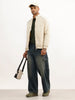 Solid Regular Fit Zipper Puffer Jacket | Beige