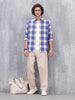Men's Casual Checkered Pattern Regular Fit Shirt | Navy Blue