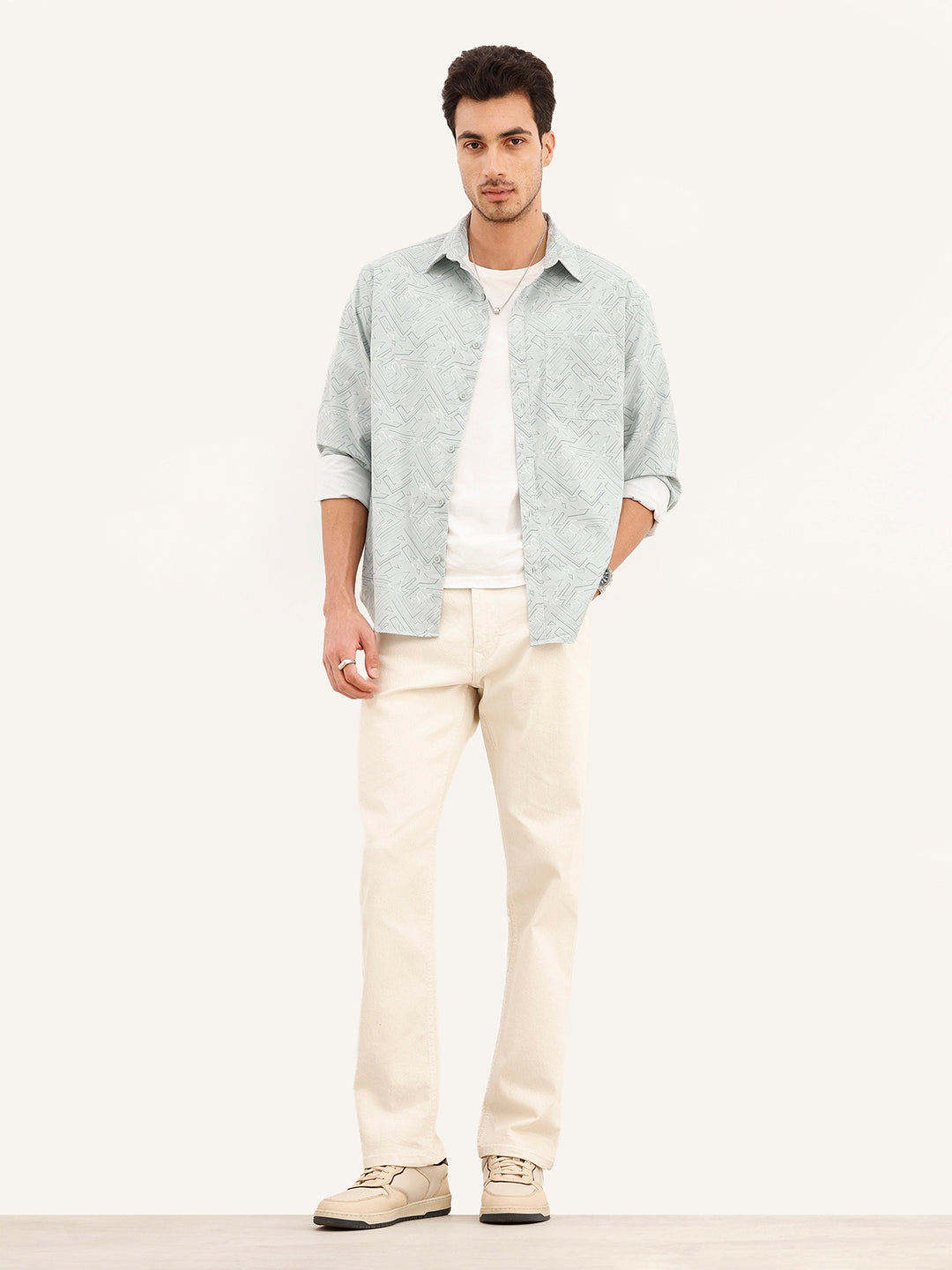 Comfort Fit Abstract Printed Shirt | Grey