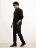 Solid Contrast Quarter Zipper Sweatshirt | Black