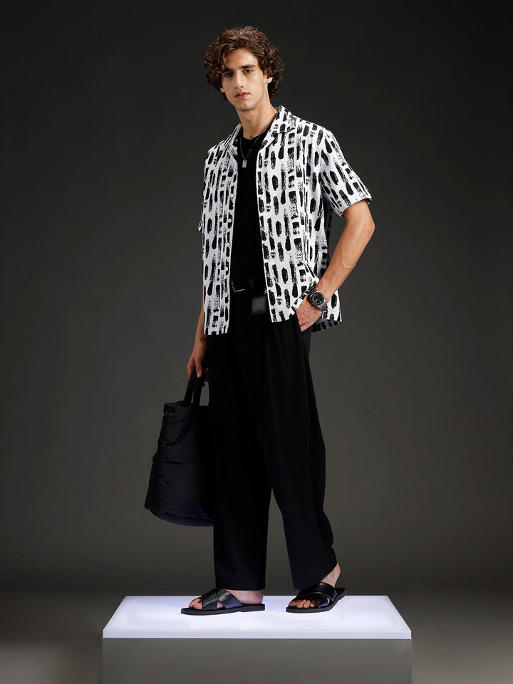 Wrogn All-Over-Printed Resort Collared Shirt | White