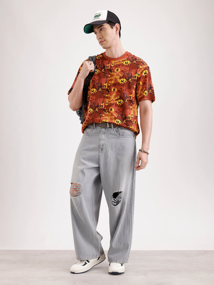 Classic Oversized AOP T-Shirt  | Rust