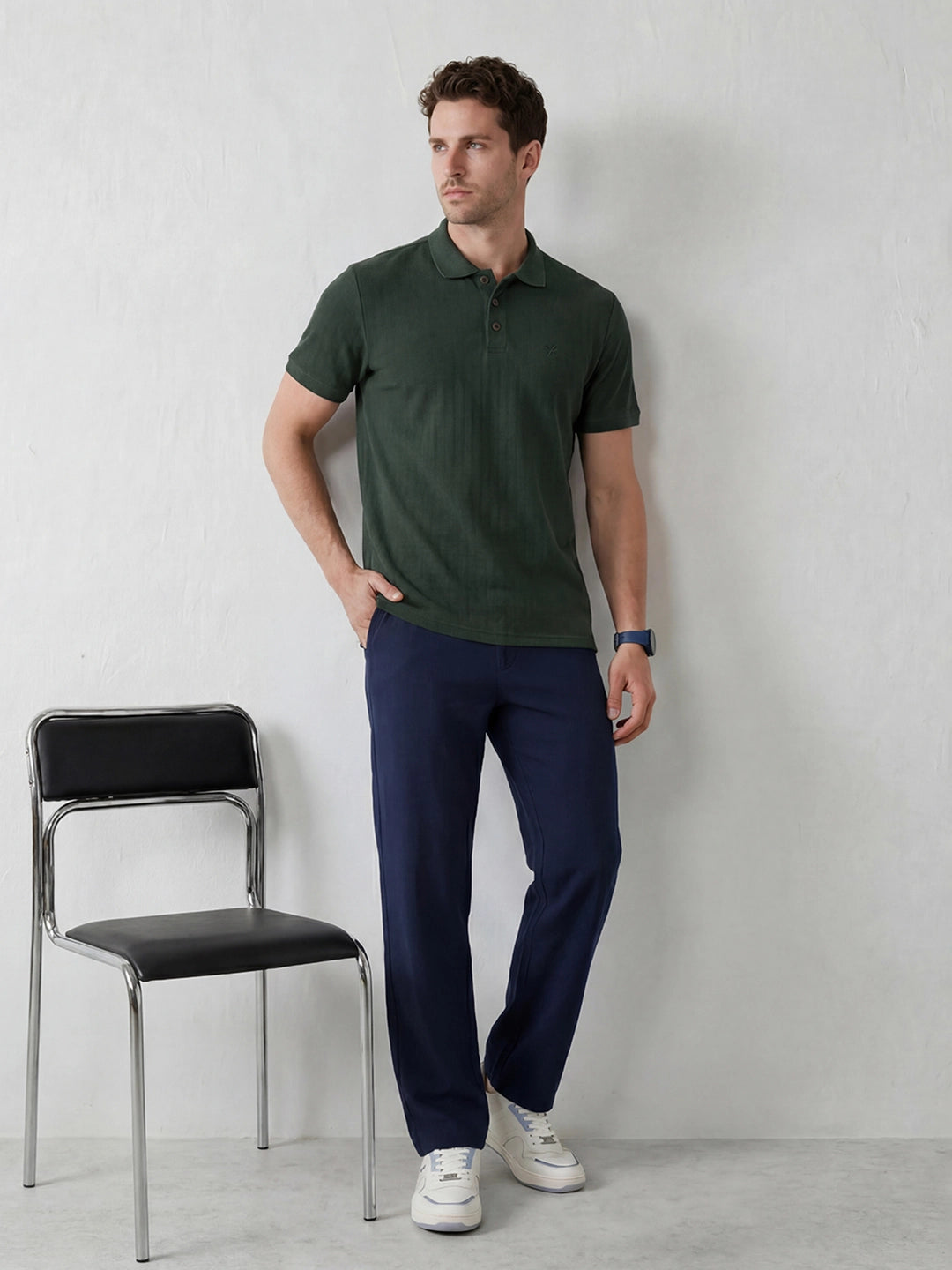 Classic Textured Polo T-Shirt | Teal