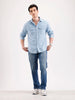Distressed Straight Fit Denim Jeans   |  Blue