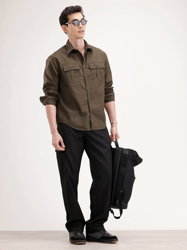 Comfort Fit Double Pocket Shirt | Olive